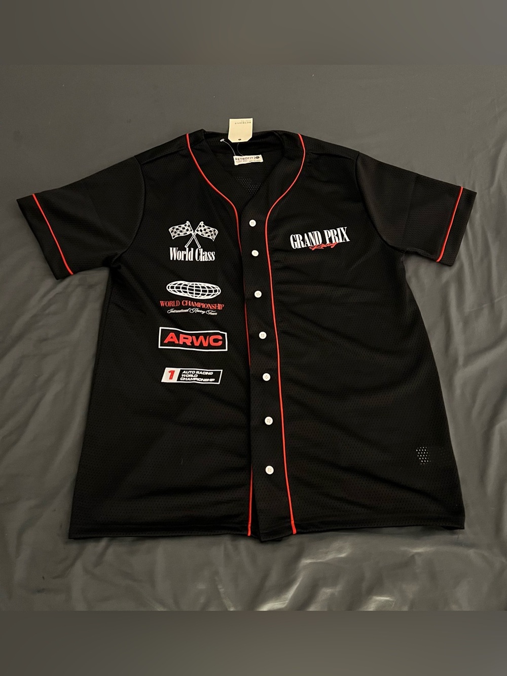 F1 Grand Prix Racing button down double sided print Baseball Jersey New